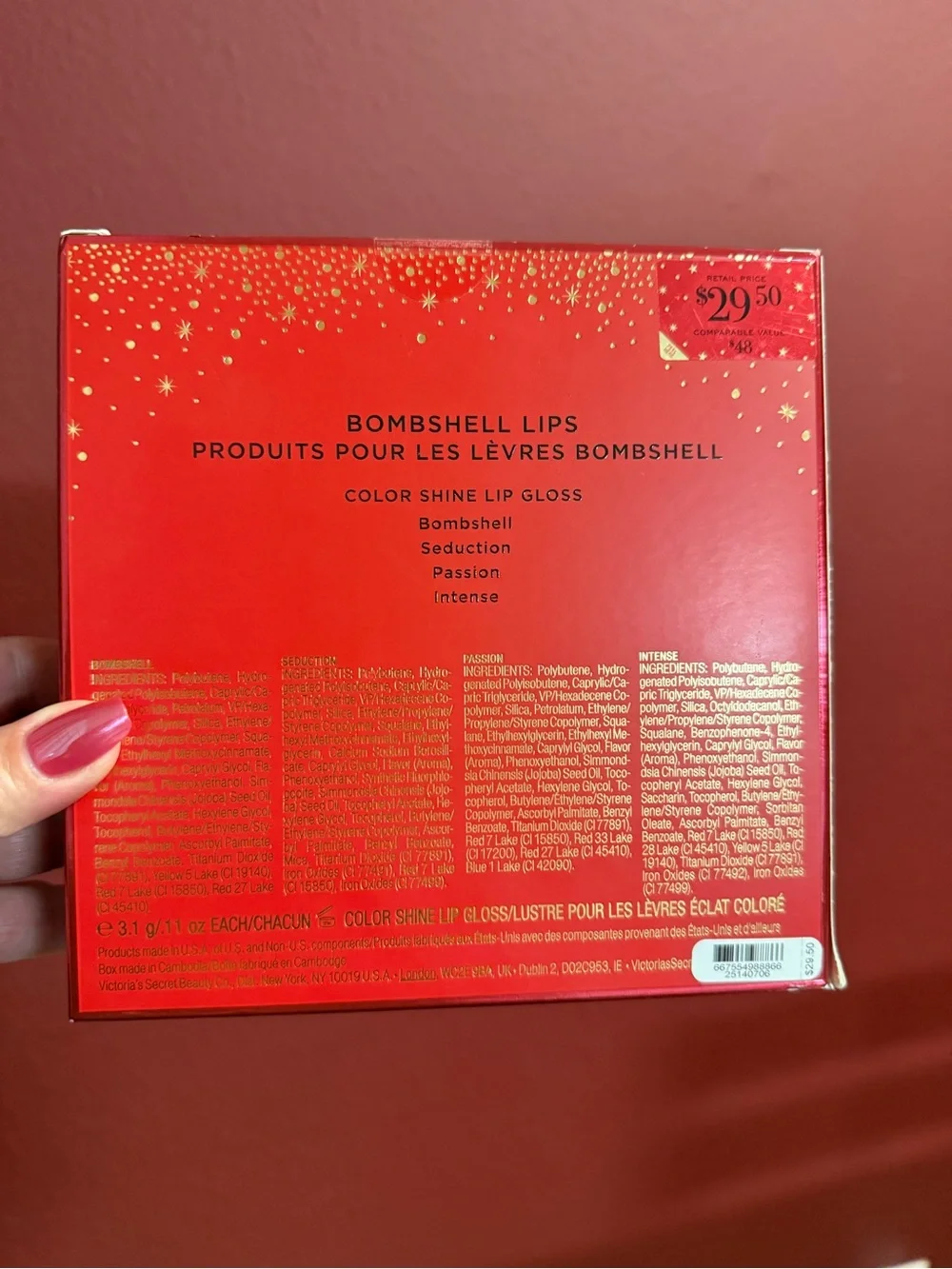 Victoria's Secret Bombshell Lips Set — Light Pink, Nude Pink, Bright Pink & Red